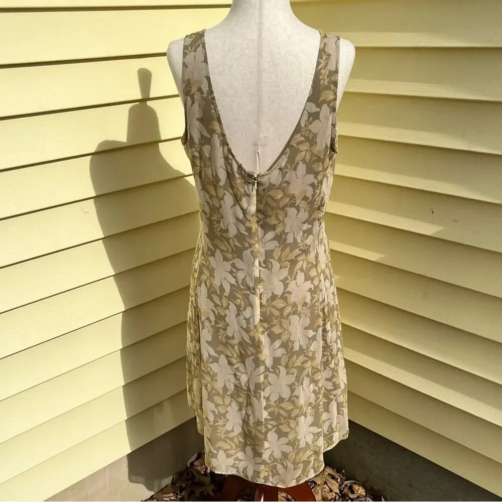 Banana Republic Silk Floral Dress Cottagecore Romantic Women's 8 Vintage 90s - Picture 3 of 5